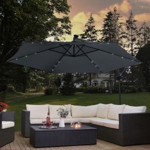Parasol Brésil - 3,0 m - LED incluse - gris foncé