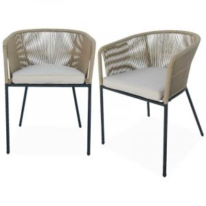 Alice's Garden 2 fauteuils de jardin, corde beige, coussin beige