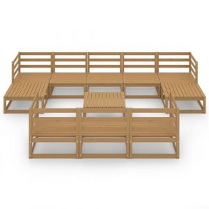 VidaXL Salon de jardin 11 pcs bois de pin massif
