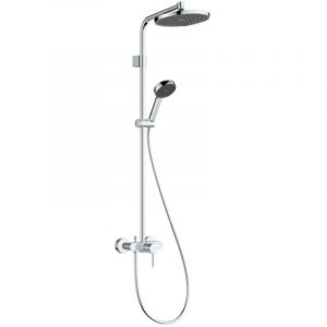 Hansgrohe Activera S 28875000 Système de douche à économie d'eau (EcoSmart) avec mitigeur monocommande, douche à effet pluie (240 mm) avec robinet, douchette (2 types de jet), tuyau, barre de douche