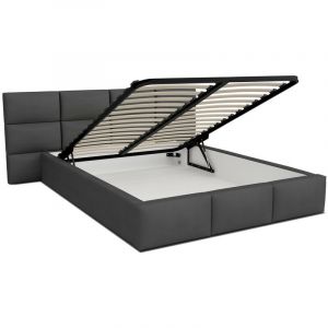 Kids Literie - Lit Denver 160x200 + coffre - Sommier inclus Gris fonc&eacute; - Gris fonc&eacute;