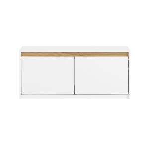 Sobuy FSR171-W Banc de Rangement à Chaussures 2 Abattants, Meuble d'Entrée, Meuble à Chaussures avec Un Compartiment Supérieur