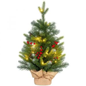 Mini sapin de Noël avec éclairage LED - petit sapin de Noël artificiel - décoration de Noël - 60 cm