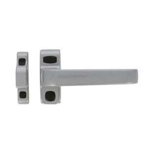 Amig - Poignée de verrouillage pour portes et fenêtres Mod. GAMMA | 122 x 70 mm | Rosette | Droite | Portes d'intérieur et fenêtres | Sans carré | Aluminium argenté