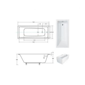 Image de Azura home design Baignoire modern ultra-slim 140/150/160/170/180 cm - Dimensions: 180cm