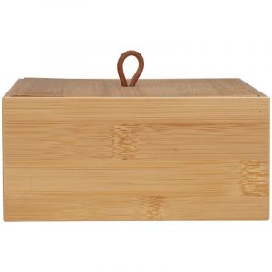 Wenko Boîte de salle de bain Allegre M, boîte décorative avec couvercle dans un style bohème tendance, en bambou et rotin tressé de qualité, ranger des accessoires de toilette, 15 x 7 x 15 cm, naturel