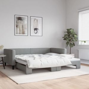 VidaXL Lit de jour avec lit gigogne gris clair 100x200 cm tissu