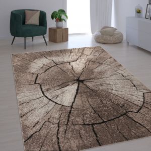 Paco Home - Tapis Design Élégant Salon Tronc D'Arbre Effet D'Optique Nature Gris Brun Beige 80x150 cm