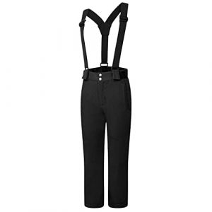 Dare 2b Outmove II Pantalon de Ski Imperméable, Isolant et Respirant avec Coutures Cousues-collées, Bretelles détachable et Guêtres Intégrées Salopettes Enfant Black FR: S (Taille Fabricant: 3-4)