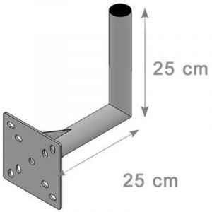 HD-Line Fixation Murale en L coud&eacute;e - D&eacute;port 25cm - Support d'antenne - M&acirc;t 42mm - Hauteur 25cm