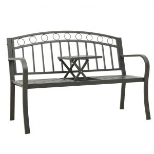 VidaXL Banc de jardin avec table Gris 120 cm Acier