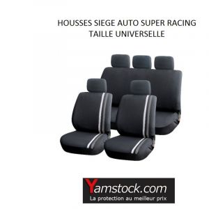 Peraline Housses pour si&egrave;ges de voiture grise/noir super racing compatible airbag