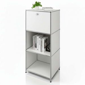 &Eacute;tag&egrave;re m&eacute;tal chrom&eacute; design &eacute;pur&eacute;, Concept Epur&eacute; MK-107, L50 x P40 x H121 cm, Blanc