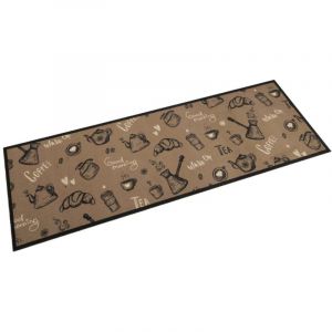 VidaXL Tapis de cuisine lavable imprimé Morning brun 60x180 cm velours