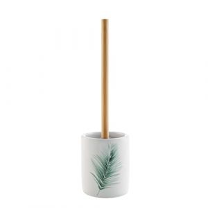 Douceur d'intérieur, Brosse WC (Ø10 x 36,5 cm) Havane, Céramique Imprimée et Bambou