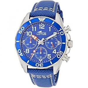 Lotus Montre pour Enfants 18859/1 Junior Collection Boîtier en Acier Inoxydable Gris Bracelet en Cuir Bleu