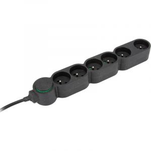 Zenitech Bloc multiprise écoresponsable 6 prises 2P+T Home Green - Noir