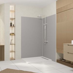 Aurlane Pack 2 Panneaux Muraux en Aluminium Silver 120x210 cm + Profilés Finition et Angle Chrome
