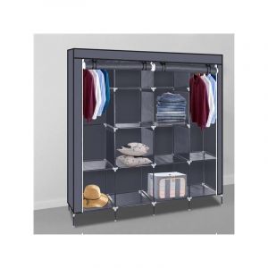 Image de Armoire de Rangement en Tissu, Penderie avec Housse-Noir Dressing,169.5 x 44 x 168.5/181.5cm,GRIS