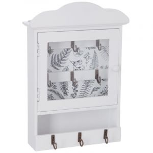 Atmosphera Boite à clefs avec imprimé - L 20 cm x l 7,5 cm x H 28,5 cm - Blanc