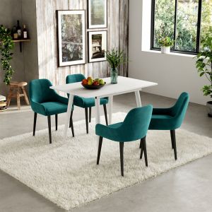 Table de salle &agrave; manger Beaver, Blanc, 80x70cm extensible Vicco