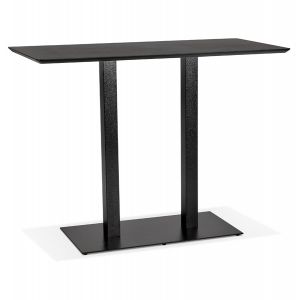 Alter Ego Table haute design 'ZUMBA BAR' noire avec pied en métal noir - 150x70 cm