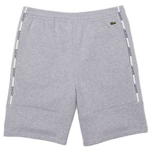 Lacoste Short en molleton de coton mélangé avec bandes siglées Taille XL Gris Chiné