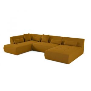 Onyx - canapé panoramique modulable d'angle gauche - 7 places - en tissu mailles 3D - Jaune