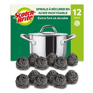 Scotch-Brite Éponge à Récurer en Acier Inoxydable, 12 Pièces - Résistants à la Rouille, Nettoyage Puissant et Efficace, Argenté