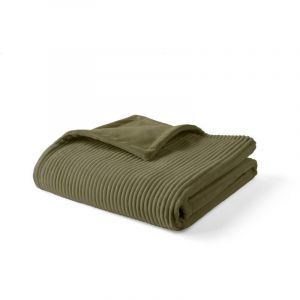 Image de Palerma - plaid - 100x140 cm - en velours côtelé et velours - Vert Kaki