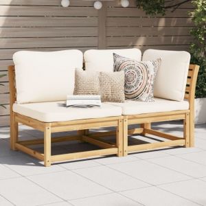 VidaXL Salon de jardin 2 pcs avec coussins bois massif d'acacia