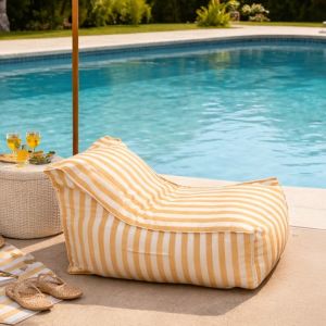 Concept-Usine Positano pouf d&rsquo;ext&eacute;rieur ray&eacute; jaune d&eacute;perlant et &ndash; 100x65x65 cm