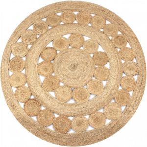 Décoshop26 Tapis Jute design tressé 150 cm rond DEC023931