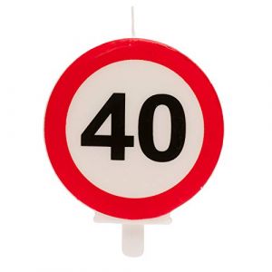 Dekora Bougie d'Anniversaire avec le Signe d'Interdiction pour la D&eacute;coration de G&acirc;teaux - Num&eacute;ro 40