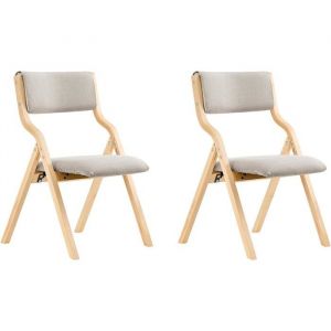Sobuy Set of 2 Folding Chair, Office Chair with Upholstered Seat Cushion, Dining Chair, Light Grey, 49x80x54cm, FST40-HGx2 - pour la salle &agrave; manger, la cuisine, le salon ou le bureau &agrave; domicile