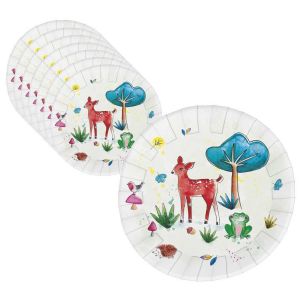 Ruedelafete Lot de 8 assiettes anniversaire Animaux de la forêt