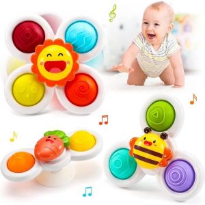 Image de Ventouse Spinner Bebe,Jouet Bain Bébé - Ventouse En Silicone Son Couleur - Cadeau Noel Anniversaire Bébés Garçon Fille 1