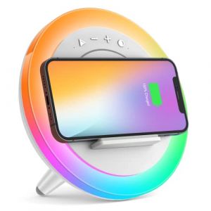 Skaaisont Enceinte Bluetooth Veilleuses Lampe de Chevet avec Chargeur Sans Fil Meilleures Id&eacute;es Festival Cadeau Pour Fille Garcon