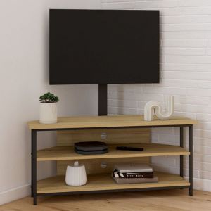 Idmarket Meuble TV 100 cm d'angle DETROIT avec étagères et support TV réglable de 32 à 70 pouces design industriel
