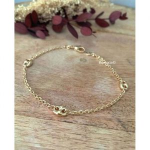 Bracelet - Bijouxia - Cha&icirc;ne For&ccedil;at Et Grain De Caf&eacute; - Plaqu&eacute; Or 18 Carats - 20 Cm - Qualit&eacute; Bijouterie