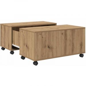 VidaXL Table basse ch&ecirc;ne artisanal 75 x 75 x 38 cm Bois d'ing&eacute;nierie