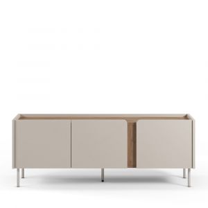 DRAWER Meuble tv 3 portes en bois et métal L140cm - Beige - boxy