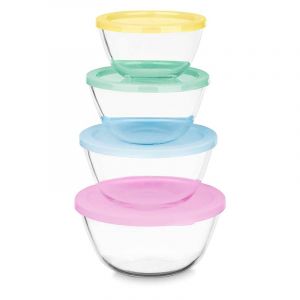 Dam Set 4 boites &agrave; lunch borosil rouge 800 1000 1600 2100ml