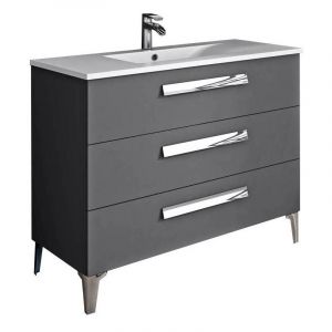 Image de Mennza Meuble sous vasque de salle de bain LINARES 100 cm Gris Anthracite