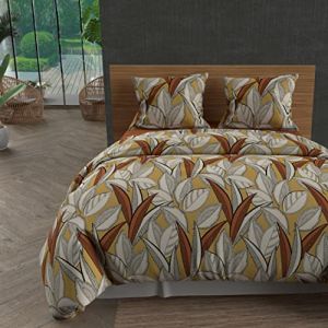 Image de Soleil d'Ocre Parure housse de couette en coton 57 fils 240x220 cm TOGO moutarde, par Jaune