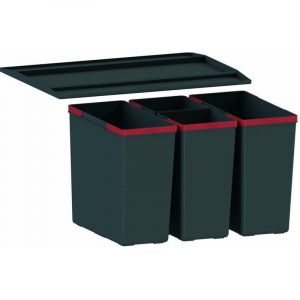 Franke | Poubelle de tri des déchets EasySort 600-2-2 (121.0494.193) | Containers : 2 x 14.5L + 2 x 7.5L | Couleur : Noir