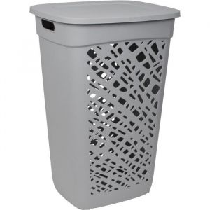 Eda Plastiques Panier à linge ALMERIA, avec couvercle, 60 L, gris