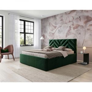 Santiago - lit coffre - 140x200 - sommier inclus - en velours - vert