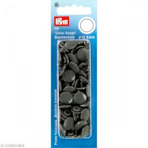 Image de Prym 30 Boutons Pression Color-Snaps 12,4 mm ronde gris foncé