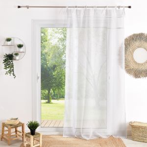 Px voilage etamine parement rubans 140x240 ALBA - blanc